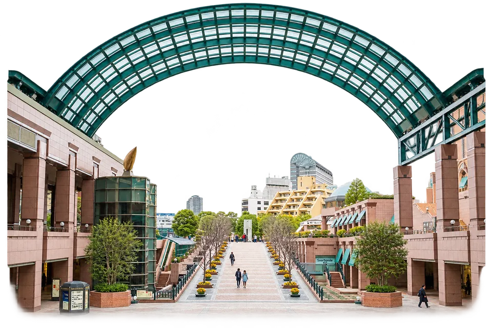 The covered plaza and promenade at Yebisu Garden Place in Ebisu.